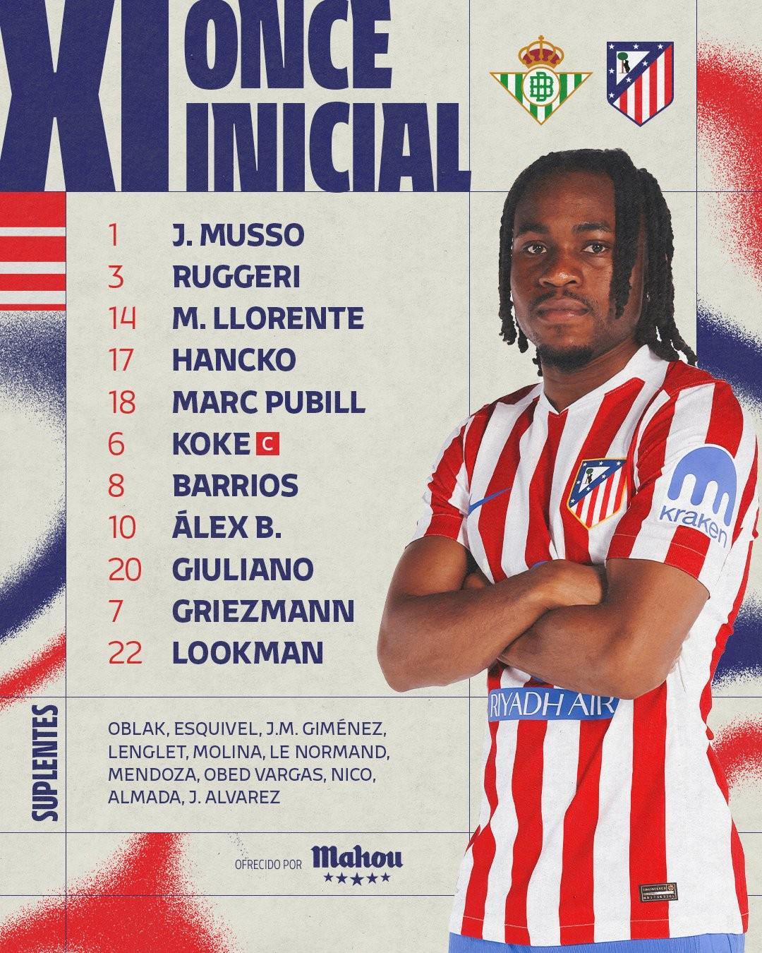 kaiyun网站-国王杯客战贝蒂斯首发,卢克曼迎来马竞生涯首秀